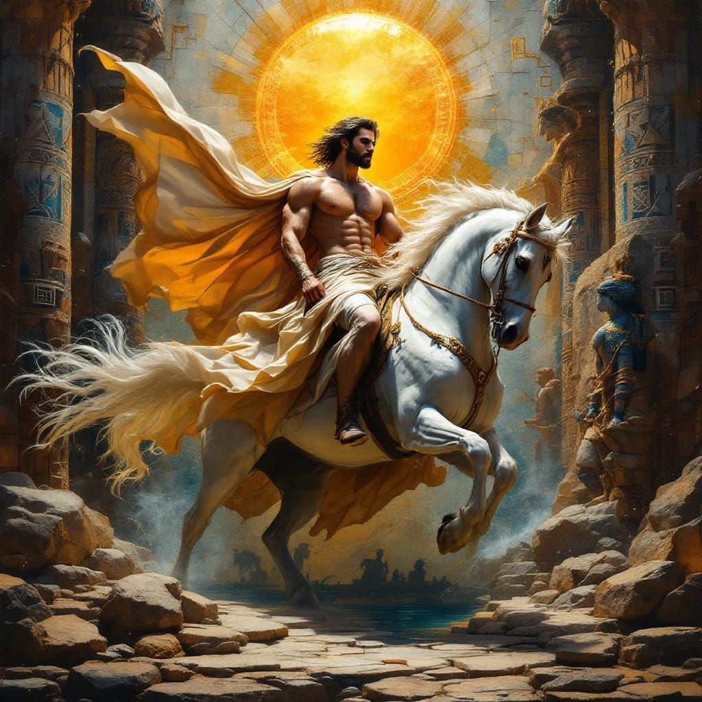 Ethereal Rider on Marble Relief Horse