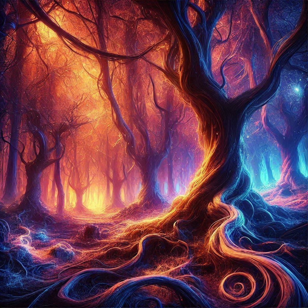 Enchanted glowing forest