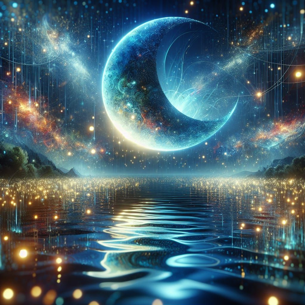 Blue crescent moon