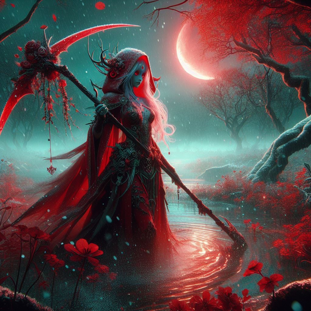 Rakshata, bloodmoon druid - scythe&snow version