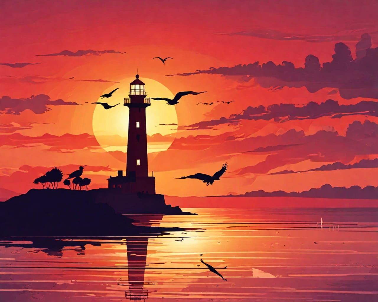 Lighthouse. Abstract scene.