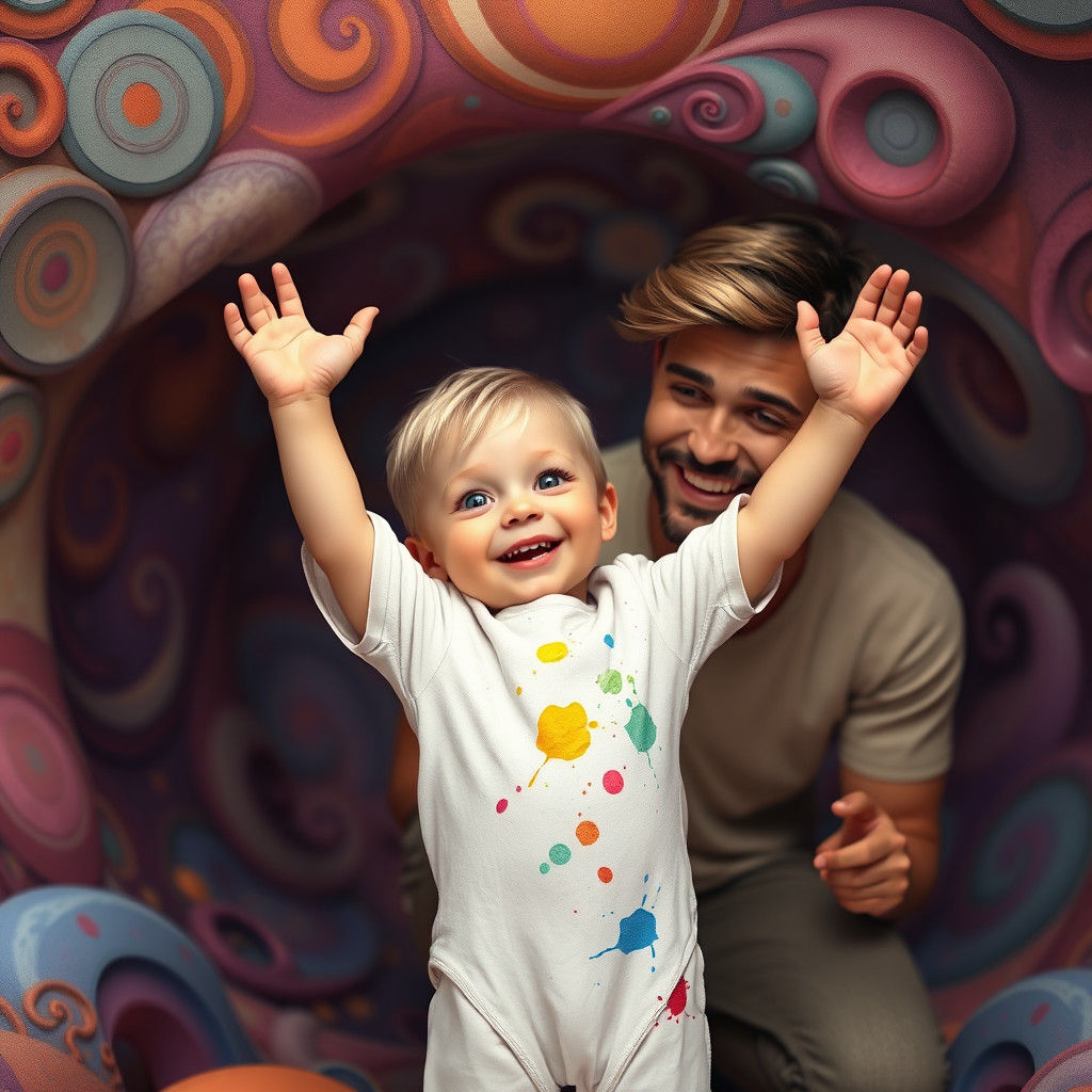 Father and Son in Dreamlike Fantasy World