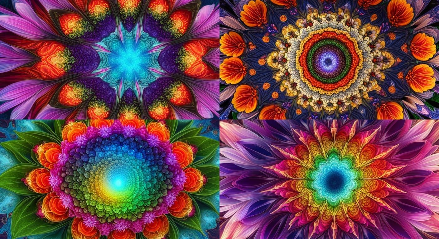 Kaleidoscope from colorful flowers