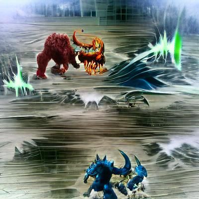 Epic battle of beasts and monsters