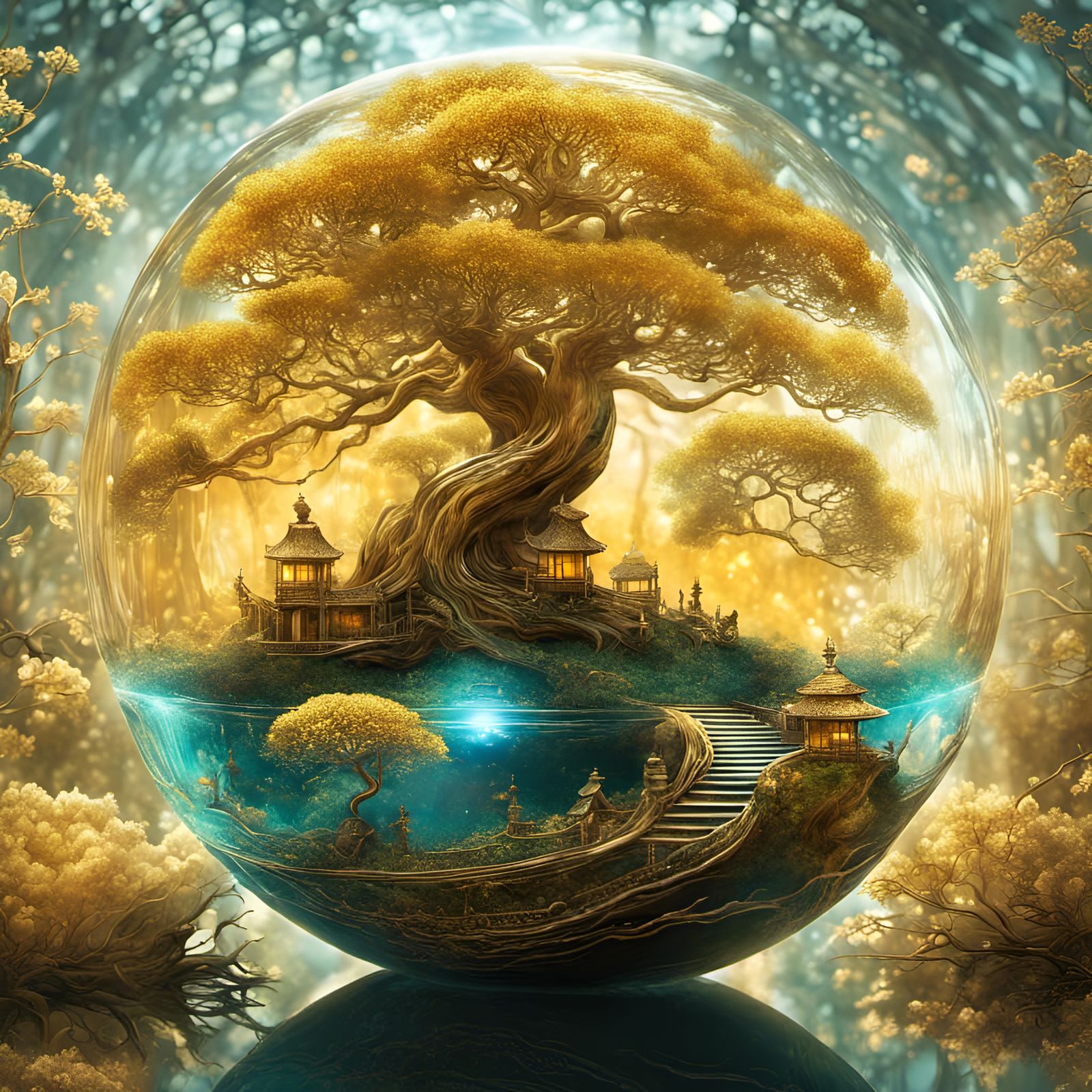 Harmonious Golden Tree of Life  by @Sharonjoy