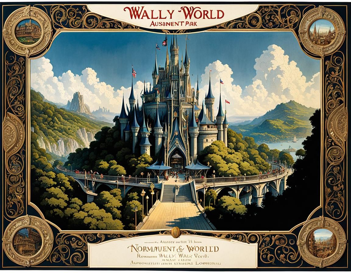 a postcard from Wally World amusement park AI Generated Artwork