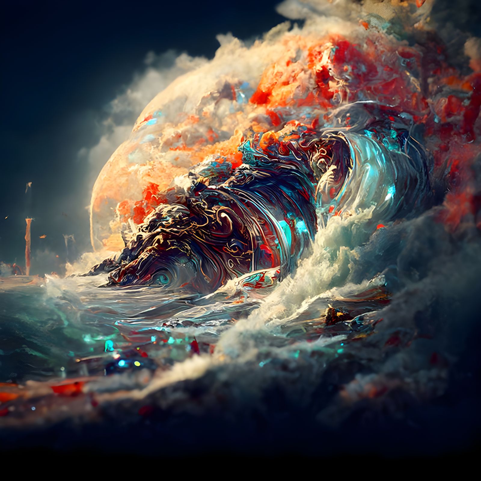 Wrathful Ocean Maelstrom: Hyperrealistic Digital Illustratio...