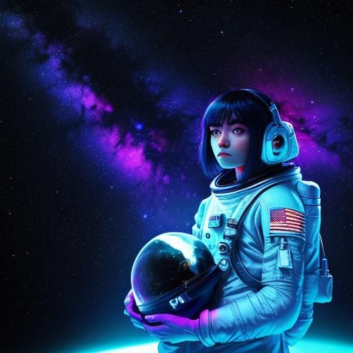 a lonely astronaut the most young beautiful girl. The girl f...