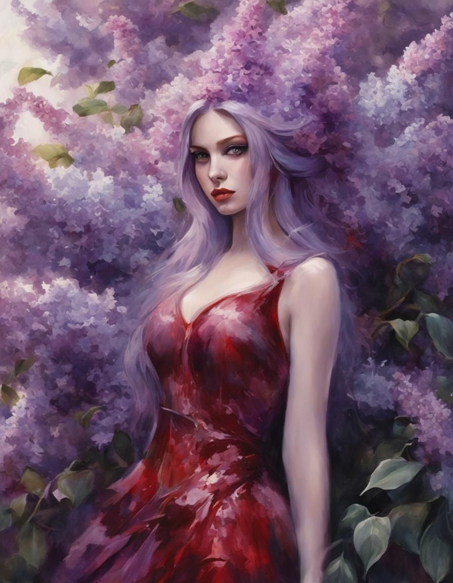 Unearthly beautiful pale woman with light hair and smudged h...