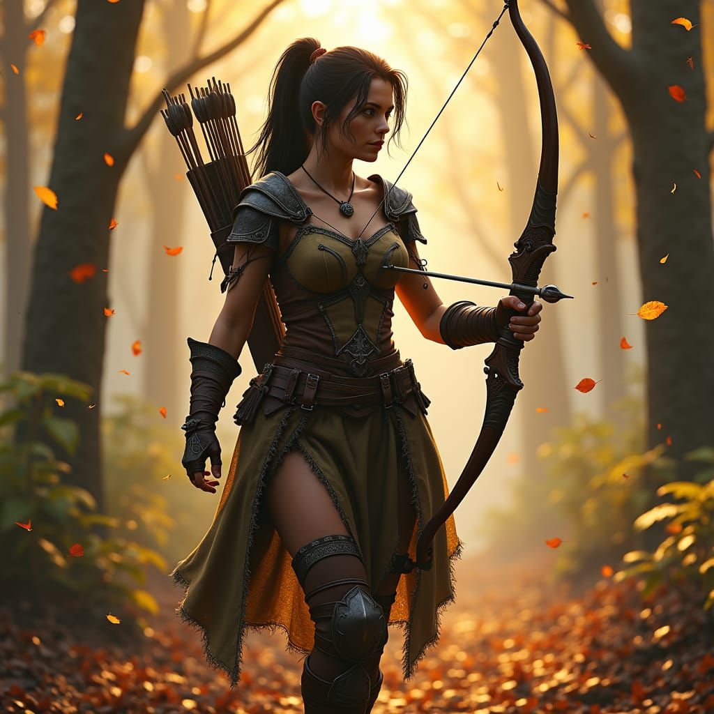Elven Ranger in Forest, Detailed Concept Art