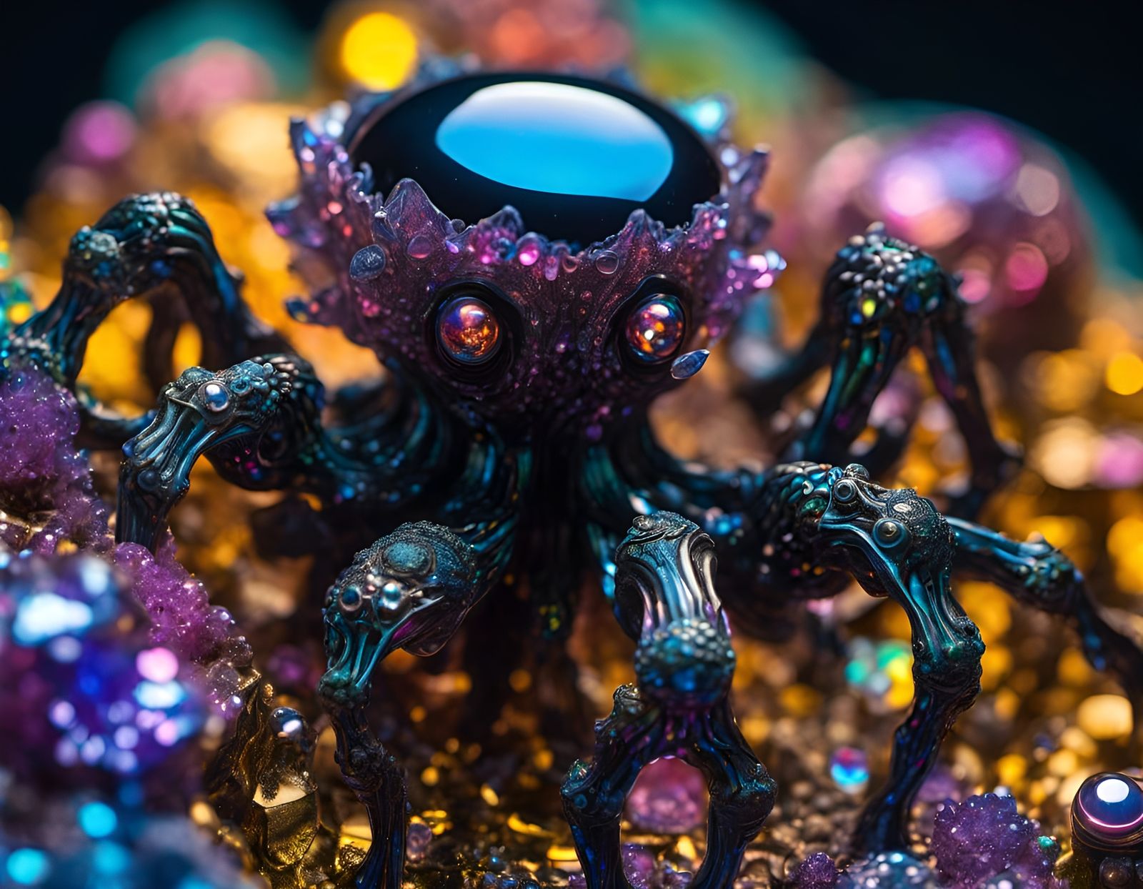 Close Up Gnarly Gemstone Infused Root Wood Spider