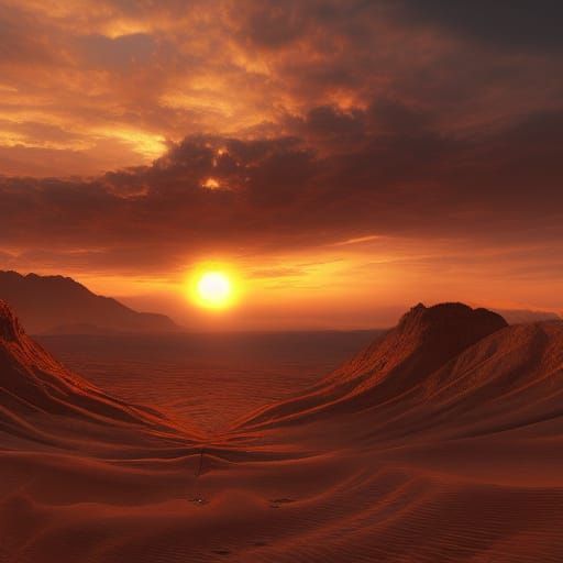 Desert sunset long road - AI Generated Artwork - NightCafe Creator