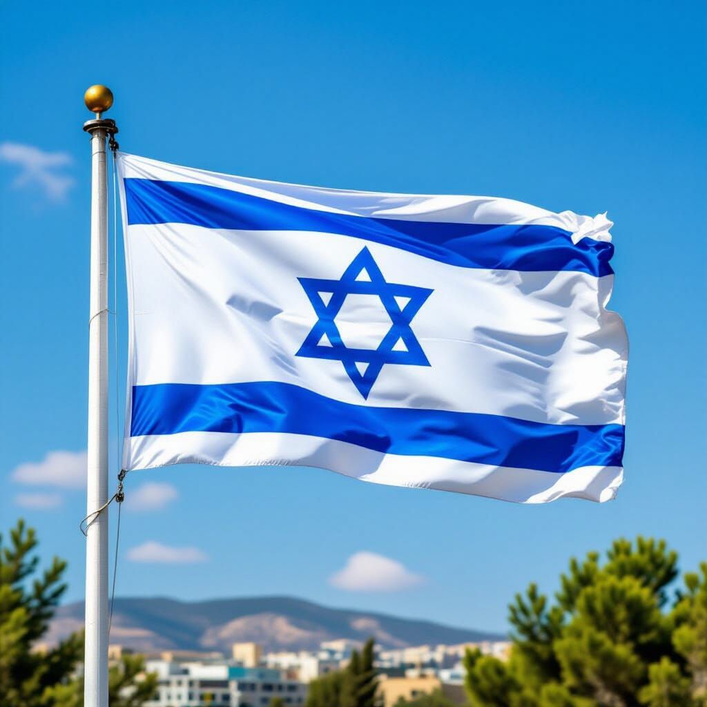 Israeli Flag Waving with Star of David in Modern Style