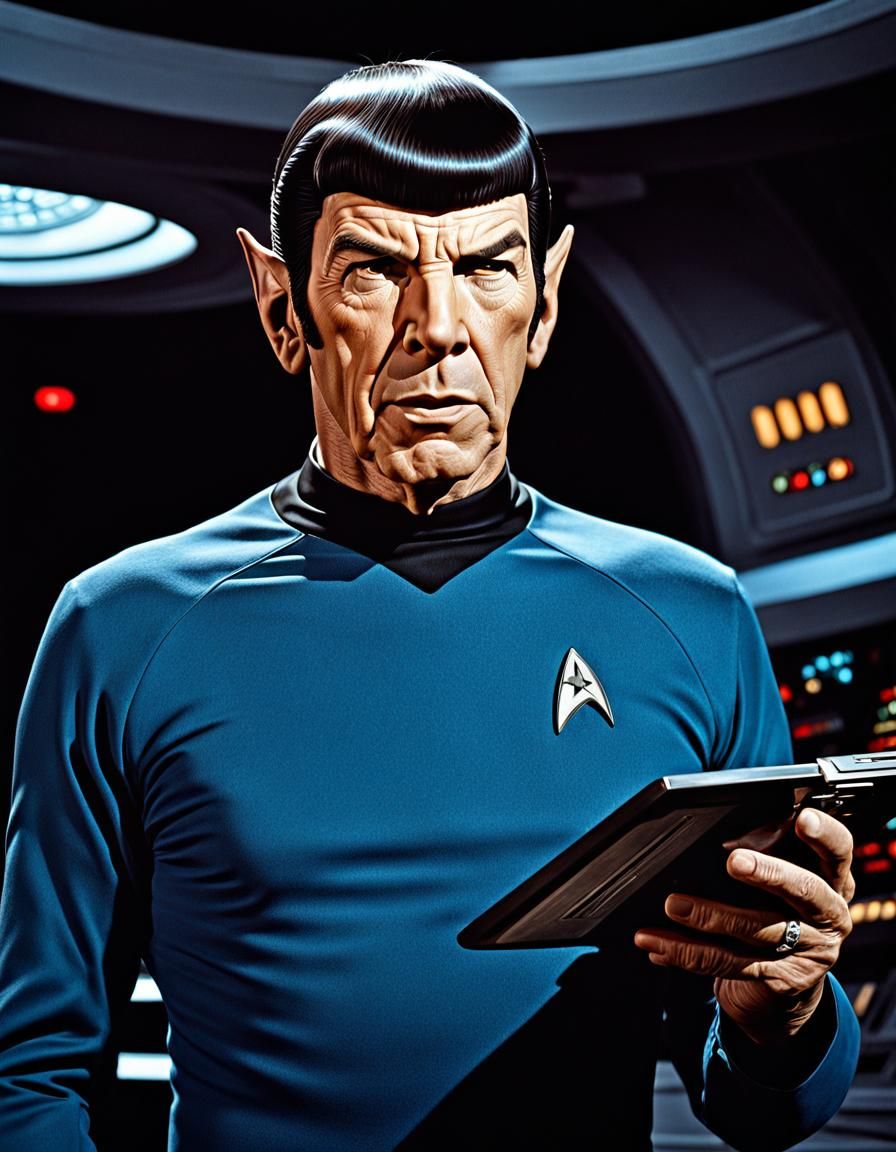 character Spock, by Leonard Nimoy, in the Star Trek series by Gene Roddenberry, intricate details, HDR, ...  by @Katia