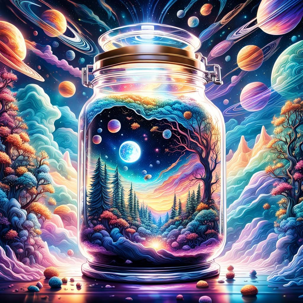 Universe in a jar - AI Generated Artwork - NightCafe Creator