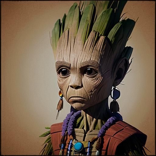 groot dressed as American Indian.