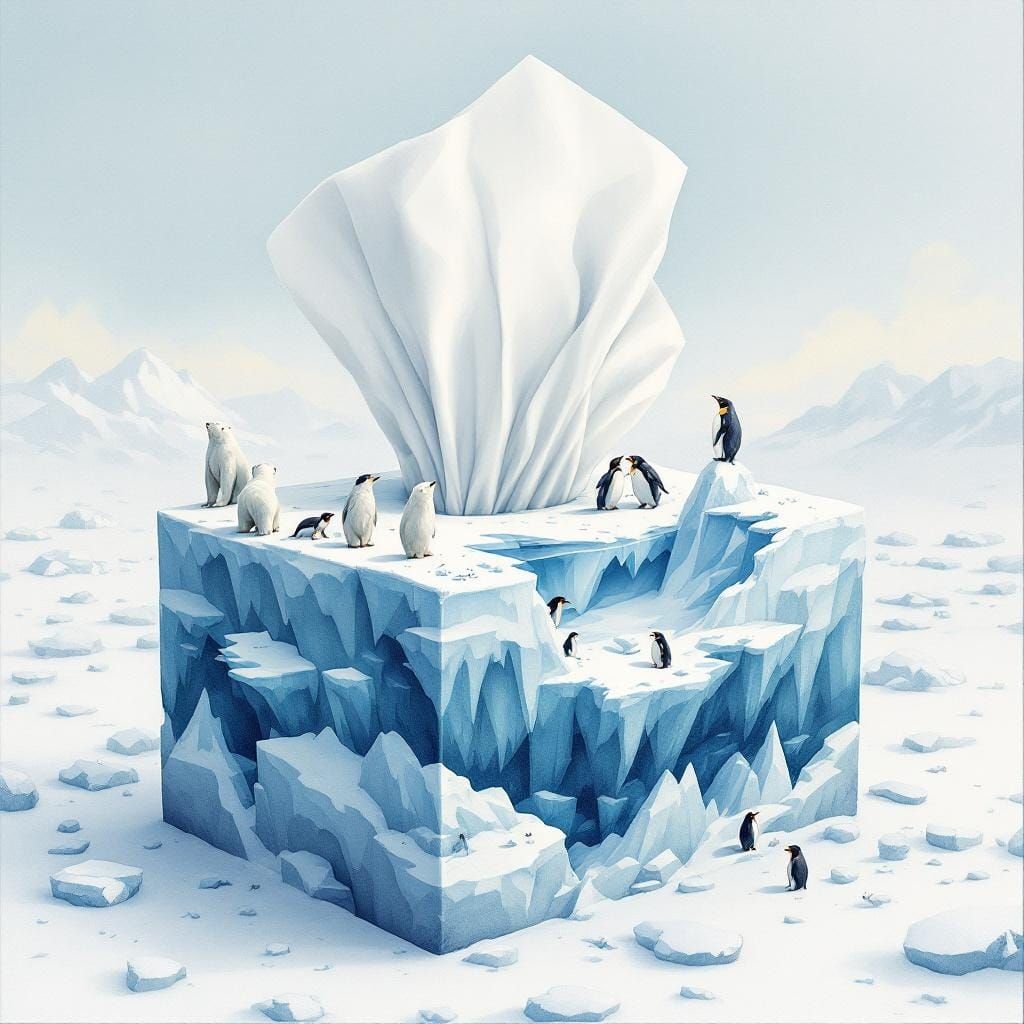 North Pole Tissue Box in Watercolor Style