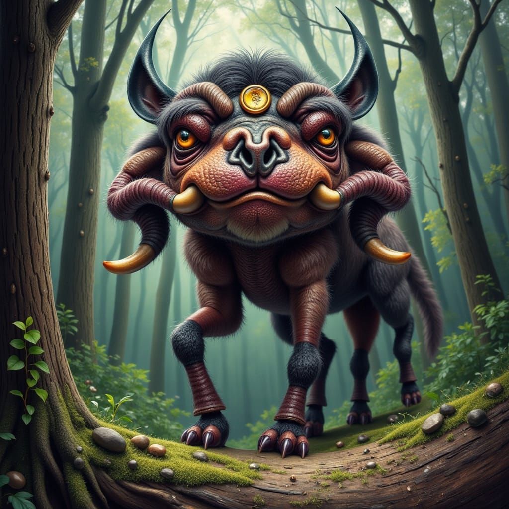 Abnormal Animal with Crazy Eyes in Forest