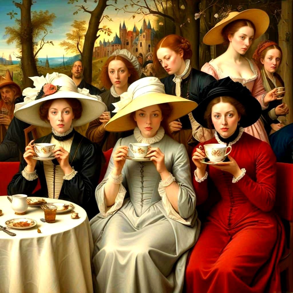 Victorian Tea Party Amidst Medieval Chaos