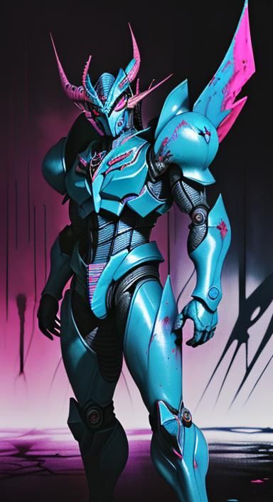 Anime-style artwork of gigan and guyver 3 fusion on Craiyon
