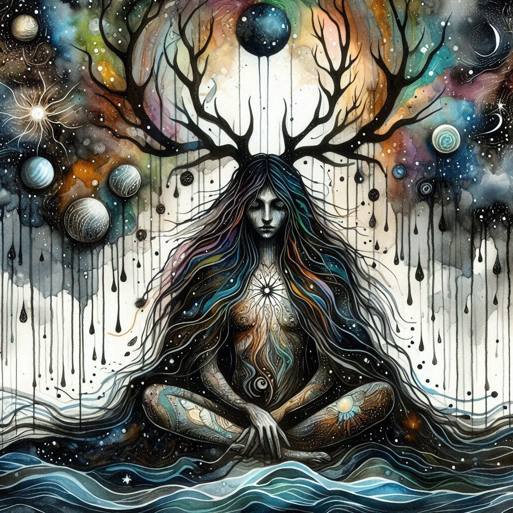 Antlered shaman woman