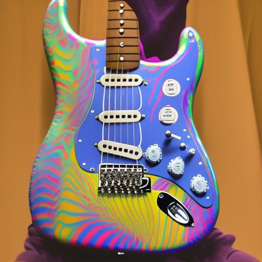 Psychedelic Fender Stratocaster AI Generated Artwork NightCafe Creator