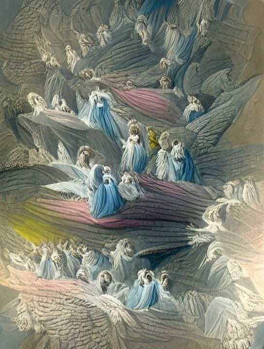 Choir of angels singing. Gustave Doré style.