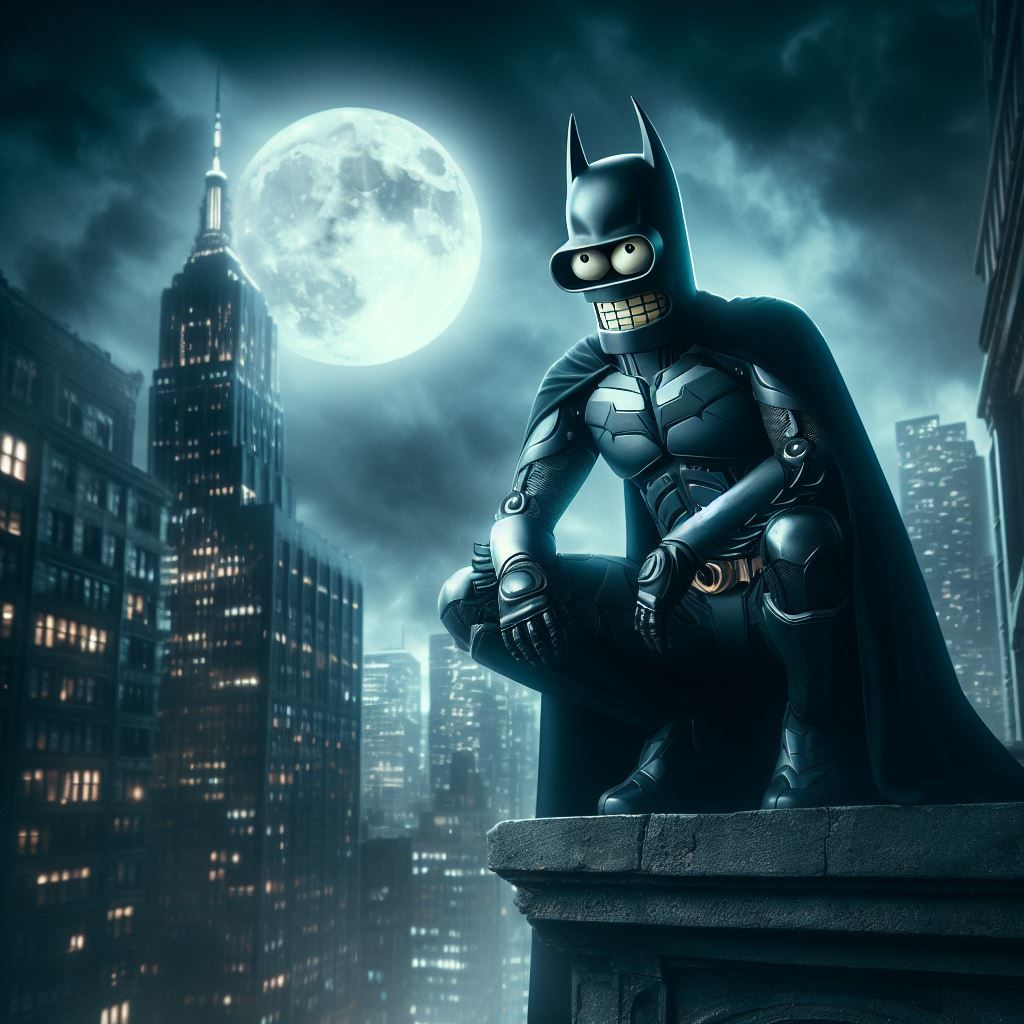 Bender Batman Watching Over Gotham