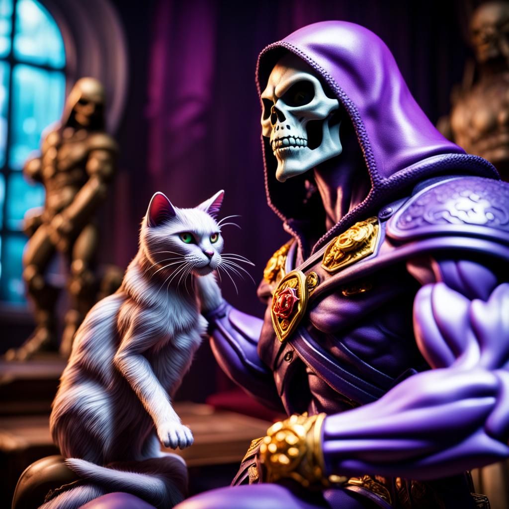 Skeletor petting his cat.   by @CaptBoomerang