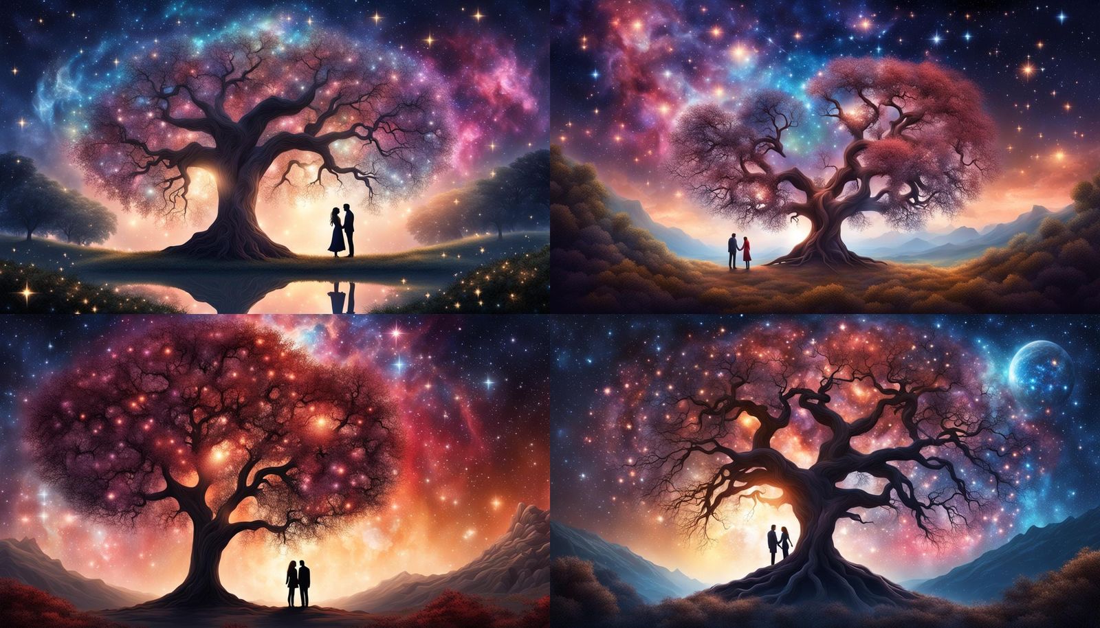 2 lovers under the mythical magic hearts tree