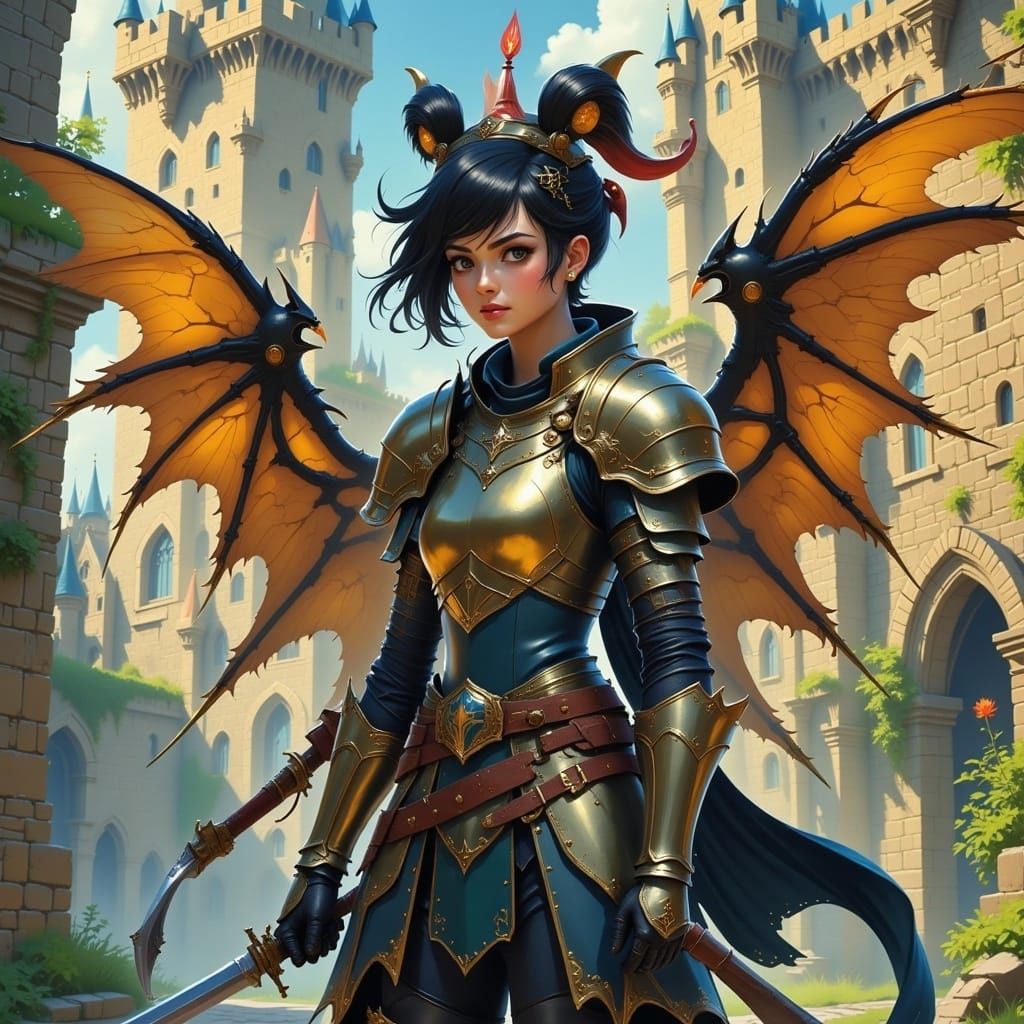  <lora:Chivalry Flux:1.0> A magical steampunk character with a cool haircut and stylish outfit