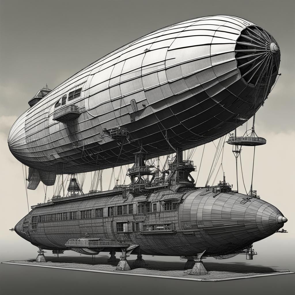 hyperdetailed imperfect zeppelin