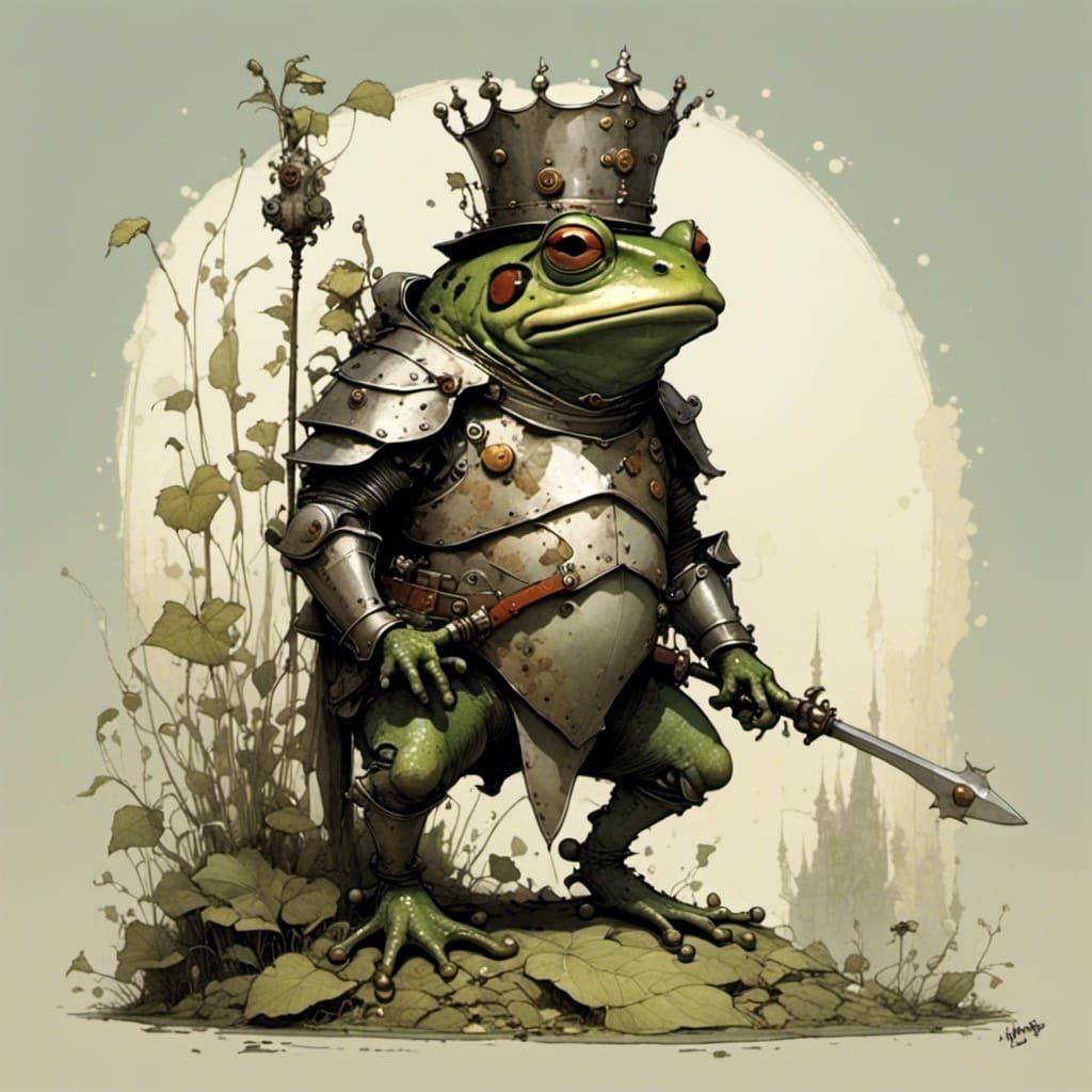 A frog knight, smooth, perfect, high definition, heavy lines <lora:cuteNcreepy:1.0> 