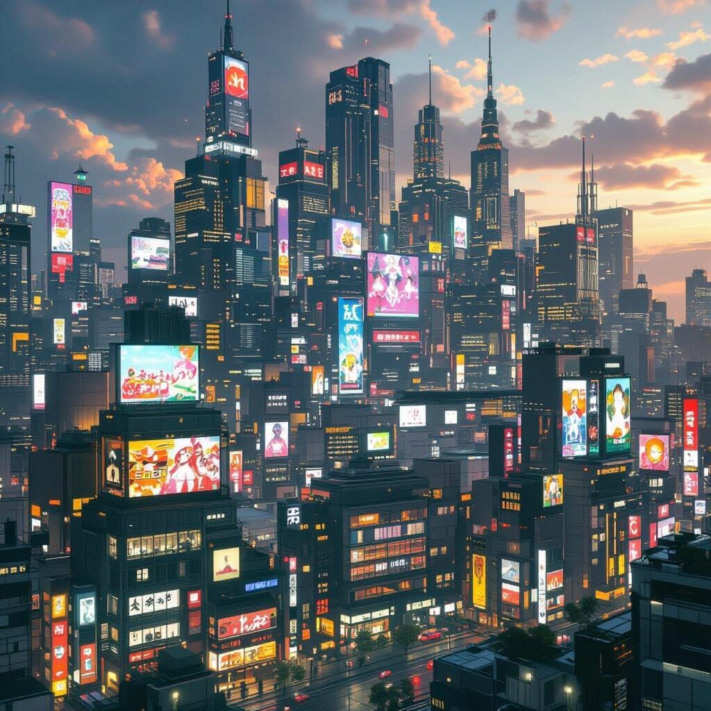 A colossal futuristic city with japanese style 