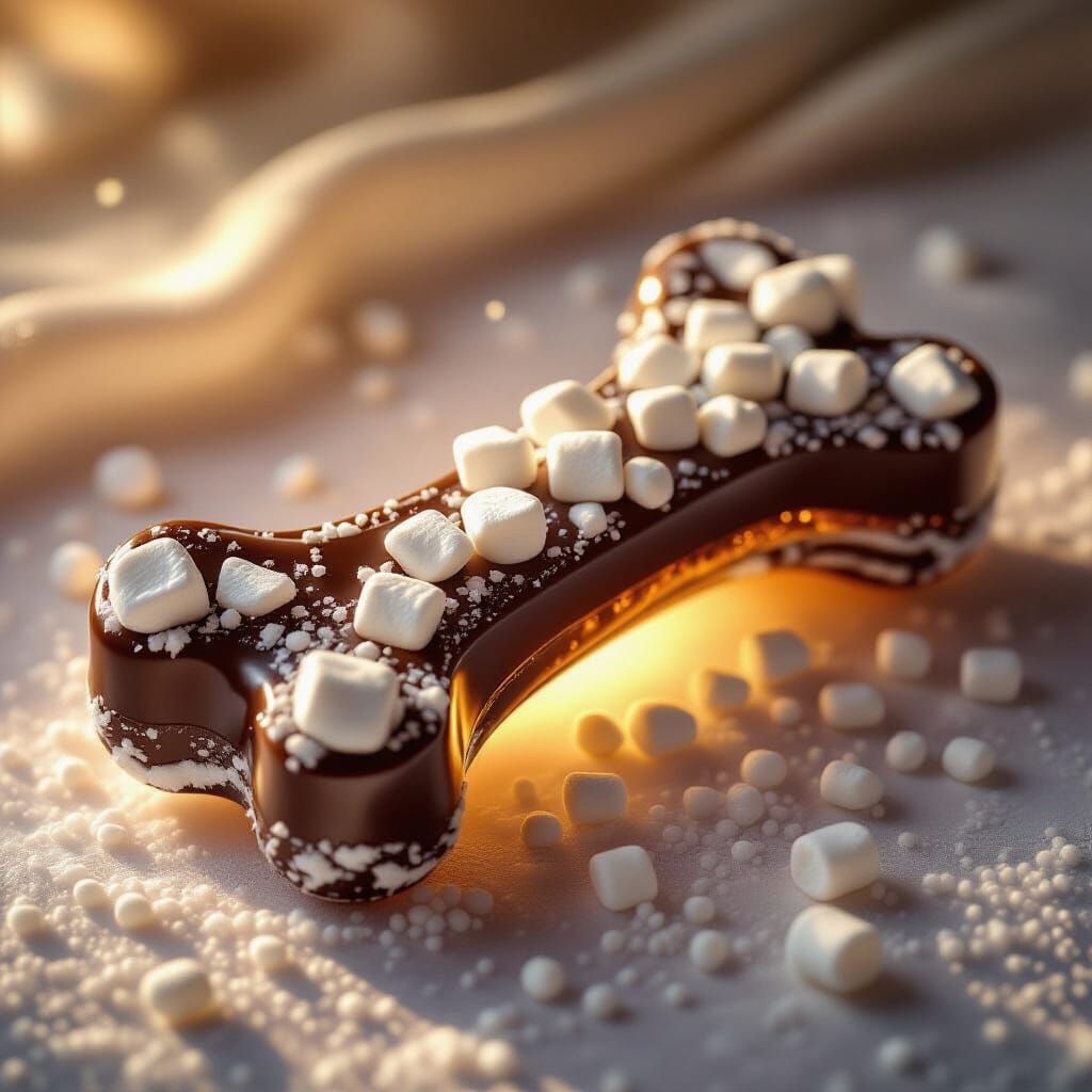 Transparent Chocolate Bone with Marshmallows in Surreal Styl...