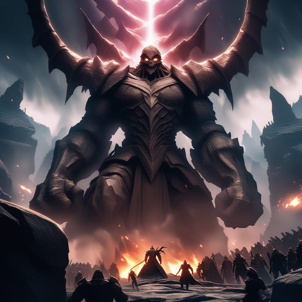 Skeleton golem in battle (Upload)