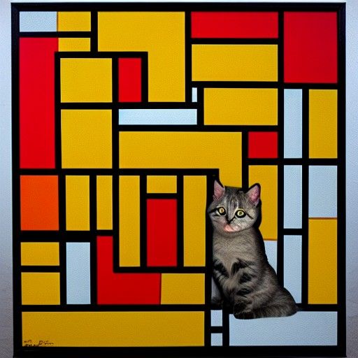 More Mondrian Cat Art - AI Generated Artwork - NightCafe Creator