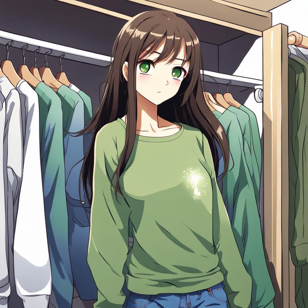 Anime Style Girl Looking in Closet