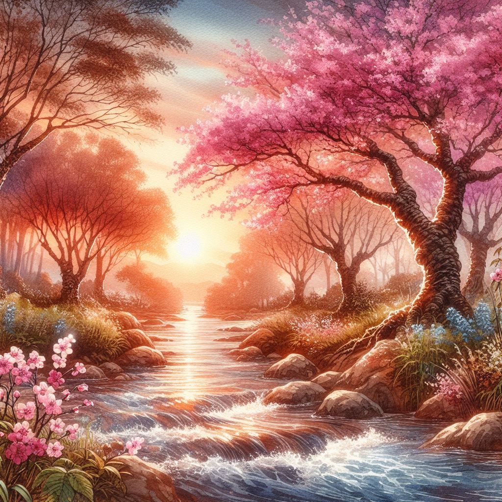 Sunset over the Cherry Trees