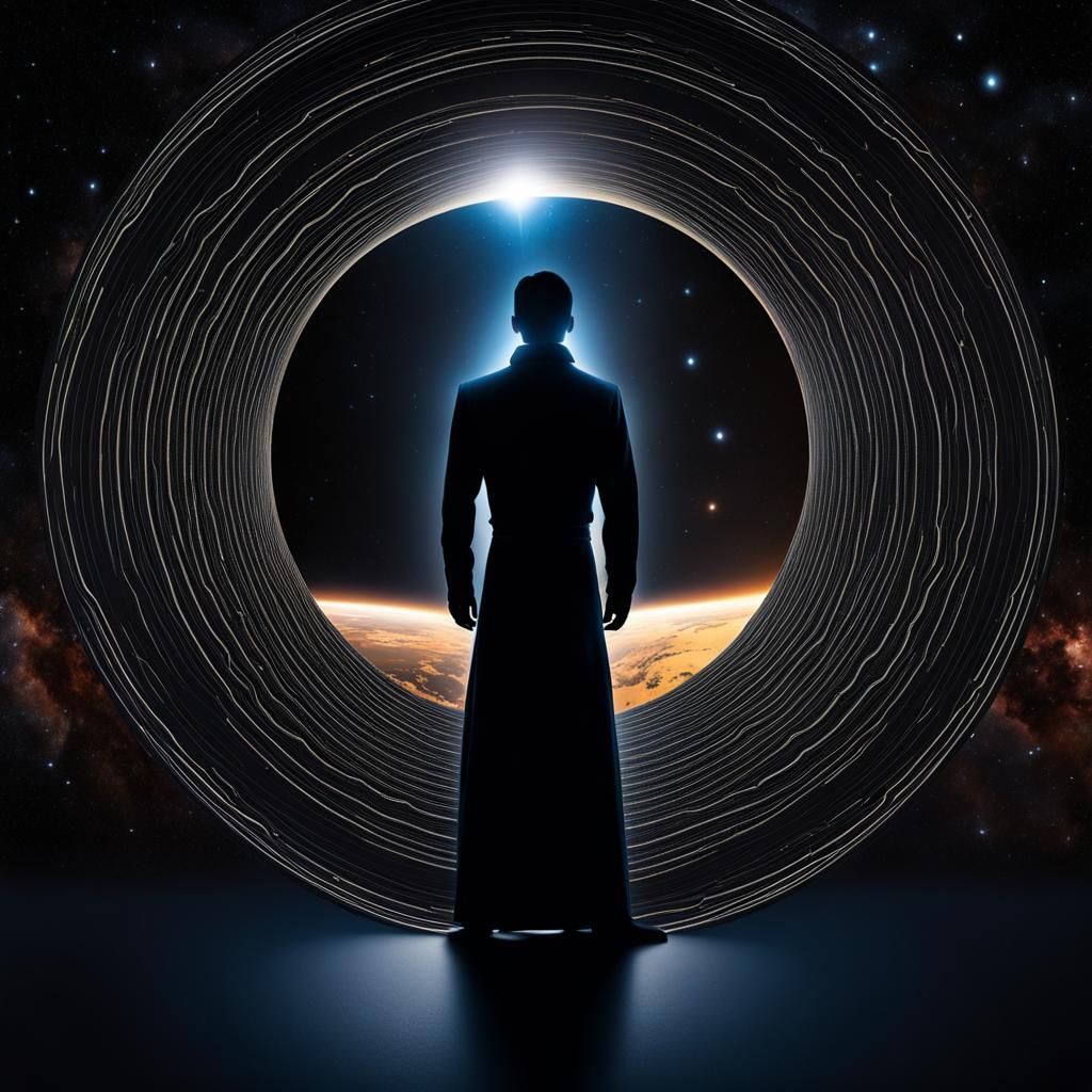 Arcturian standing in black void of space with a soul he's s...