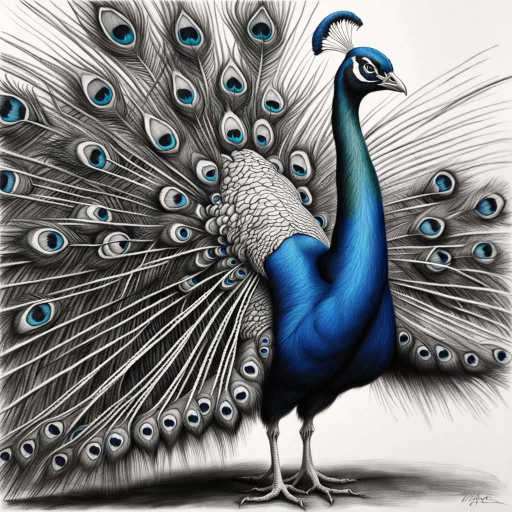 peacock in mating dance
