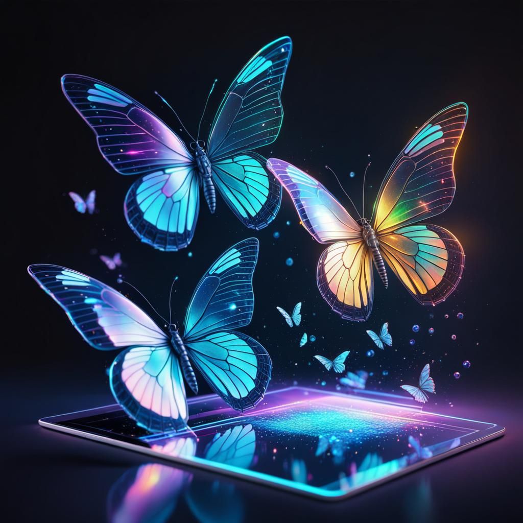 Holographic butterflies  by @Catelin
