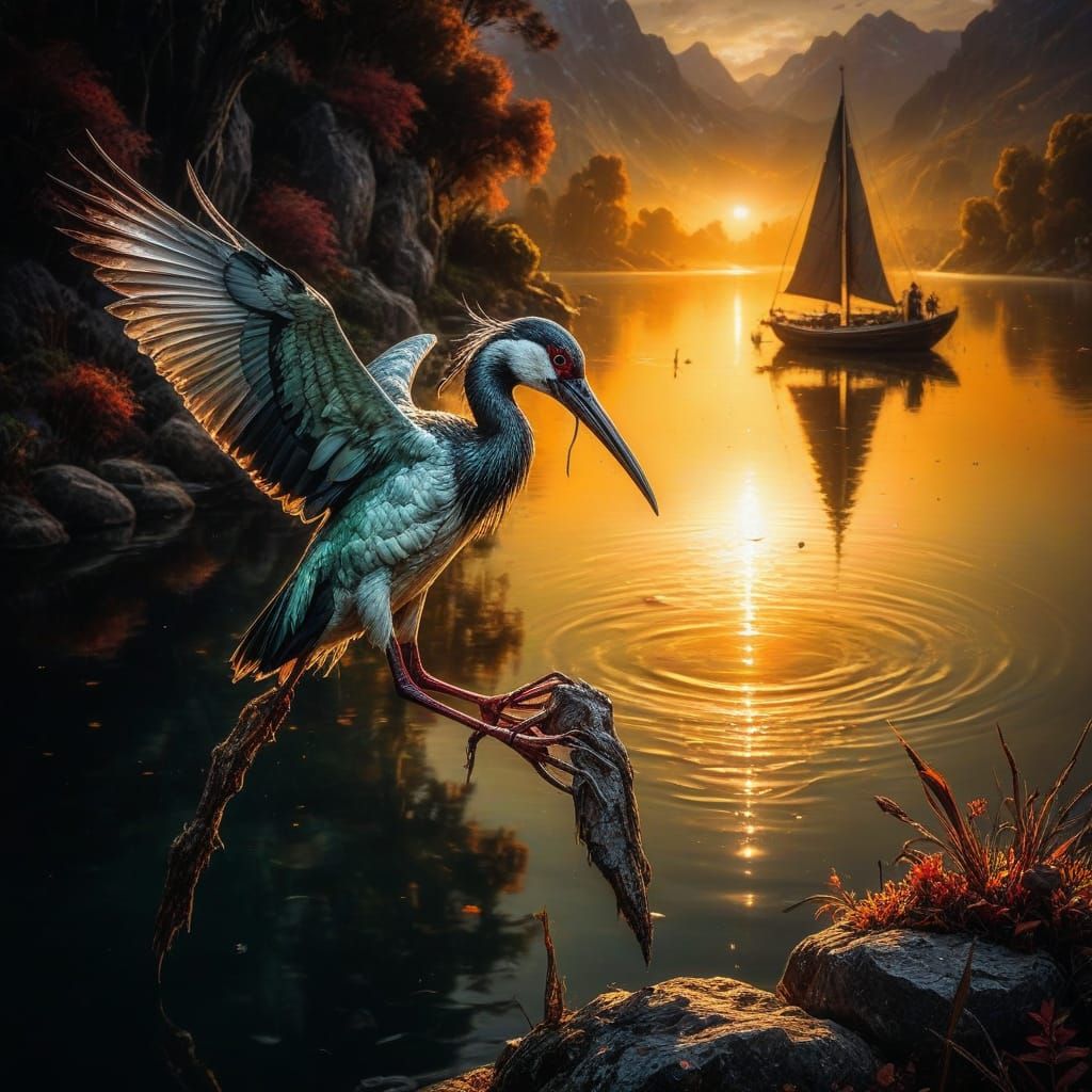 African Sacred Ibis Nesting