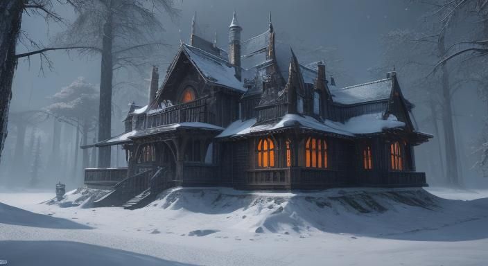 Winter Girl Gazing Through Frosted Window