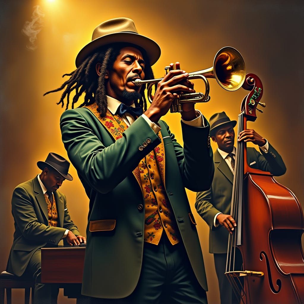 Bob Marley in a Jazz Band  by @Kata Lianna Tanaii
