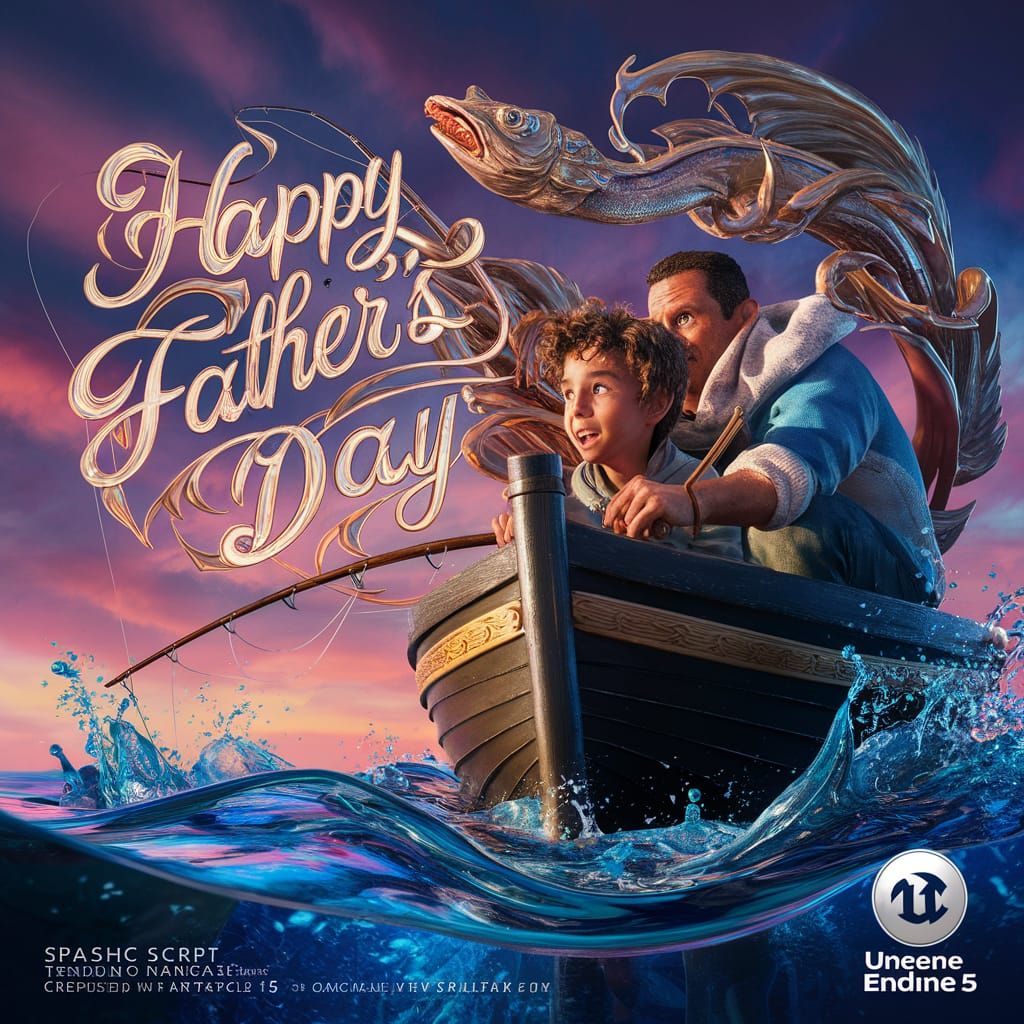 Close up of Man and son on boat on beautiful day fishing wit...