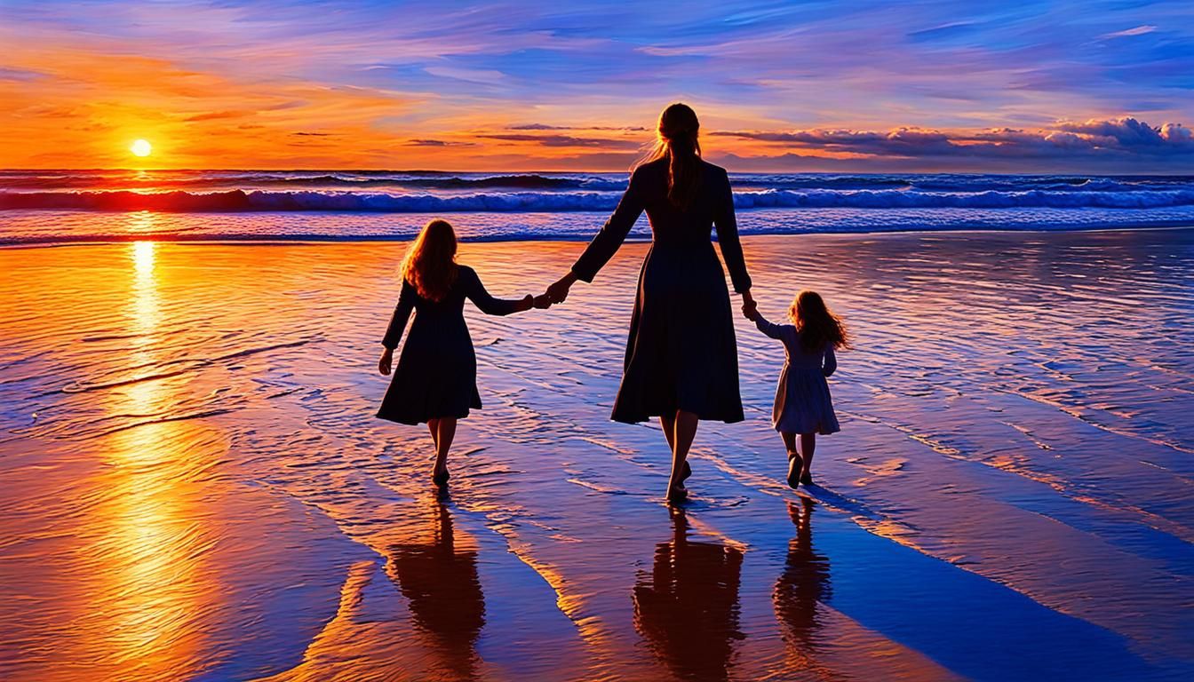 Mother & Daughter Beach Walk