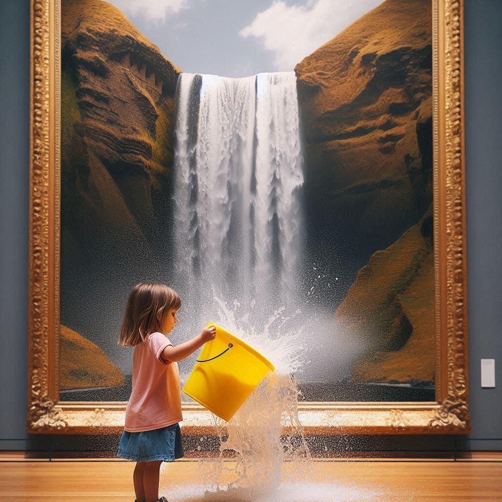 Painting of a waterfall