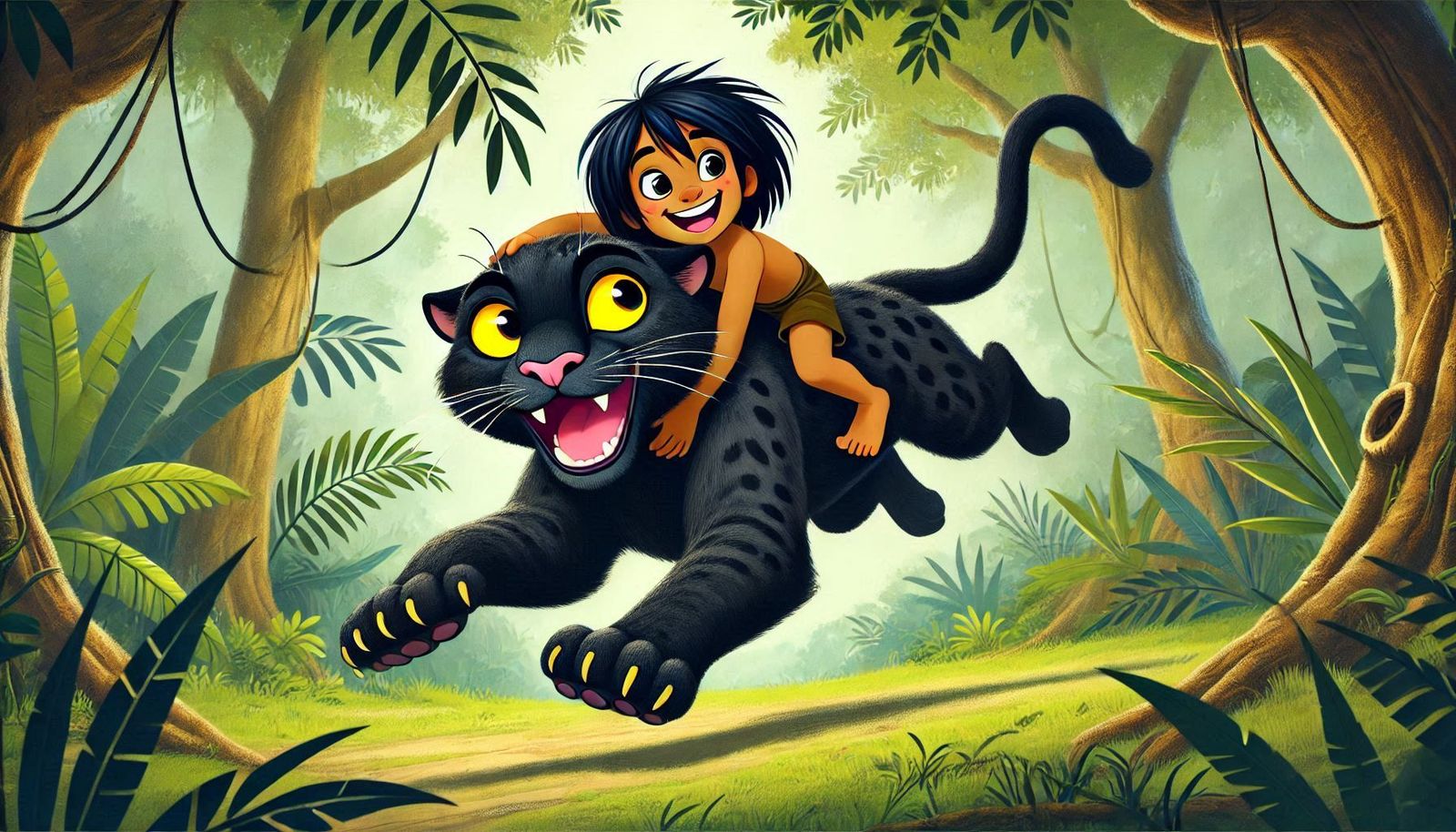 Mowgli & Bagheera, Romping through the Jungle