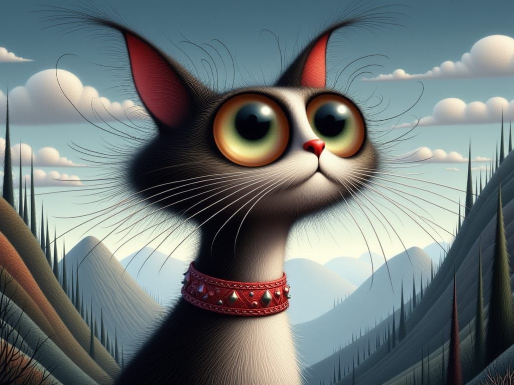 Cat wearing a diamond collar <lora:Whimsi-Cats:1.0>